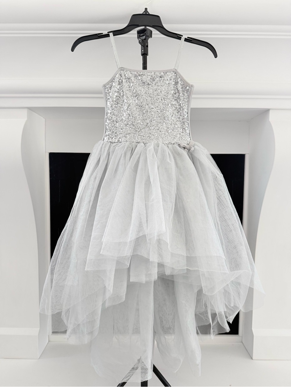 Ooh! La, La! Couture Silver Sequin Tulle Party Dress- Girls 8
